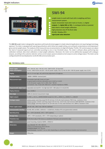 Weight indicator SWI-94 datasheet