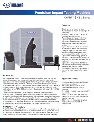 HUALONG|Pendulum impact testing machine|CBD|150~750J