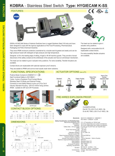 K-SS: Stainless Steel Tongue Switch HYGIECAM