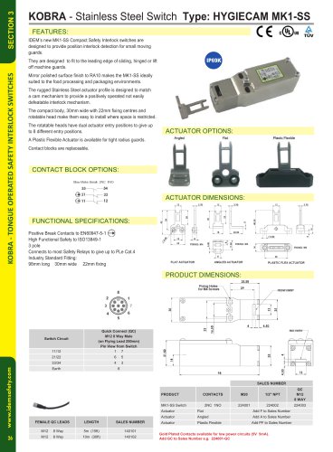 MK1-SS Compact Tongue Interlock Safety Switch