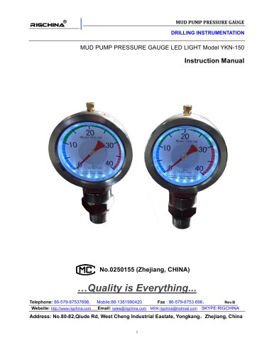 LED LIGHT MUD PUMP PRESSURE GAUGE YKN-150