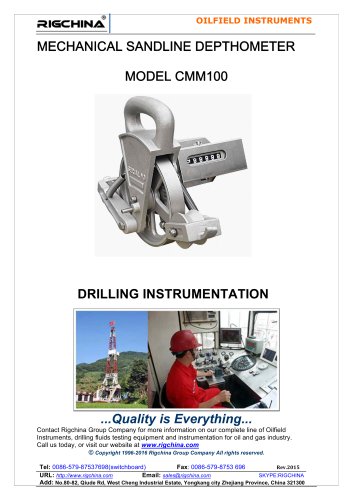 Model CMM100 Mechanical Sandline Depthometer DRILLING INSTRUMENTATION