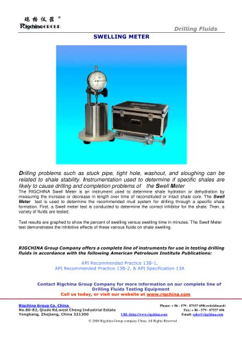 RIGCHINA-Swelling Meter-Normal Pressure and Temperature | Model RNSM-1|test and study the reactivity of shales encountered in oil well drilling