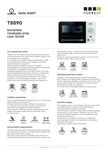 T8890 Bi-channel Air Leak Tester - Datasheet