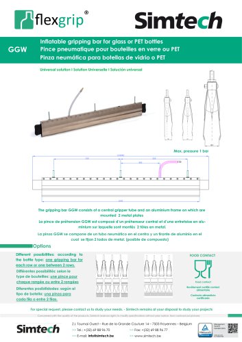 Inflatable gripping bar for glass or PET bottles