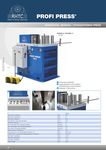 Horizontal bending and straightening press