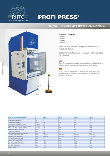 Hydraulic C-frame presses (CM-models)