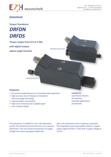 Datasheet torque sensor DRFD