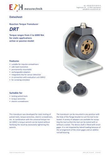 Datasheet torque sensor DRT