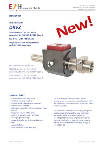 Datasheet torque sensor DRVZ