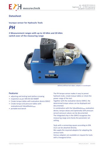 Datasheet torque sensor PH