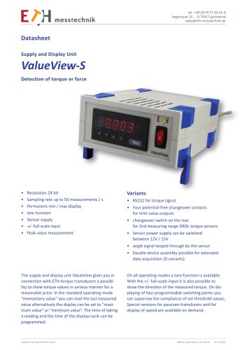 Datasheet ValueView-S