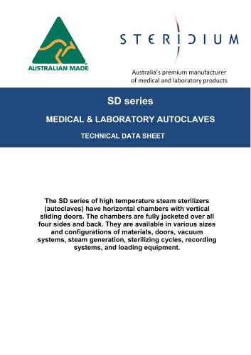 SD series MEDICAL & LABORATORY AUTOCLAVES