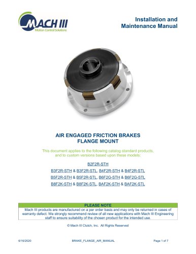 AIR ENGAGED FRICTION BRAKES FLANGE MOUNT