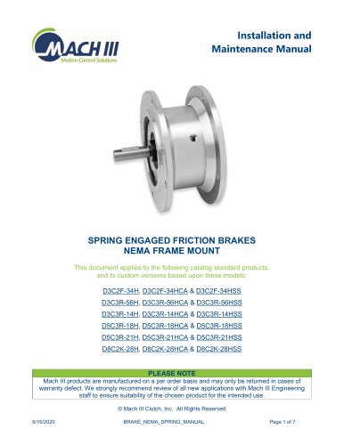 Nema Frame Mount Spring Engaged Friction Brakes