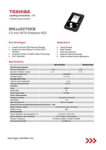 MKxx02TSKB  3.5-inch SATA Enterprise HDD