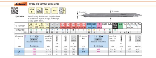 Broca de centrar extralarga