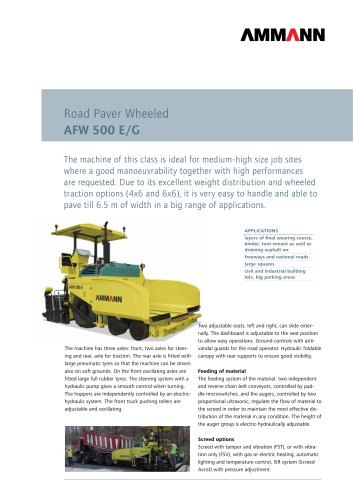 Road Paver AFW 500 E/G: Road Paver Wheeled