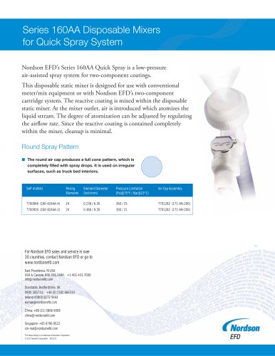 Series 160AA Disposable Mixers for Quick Spray System