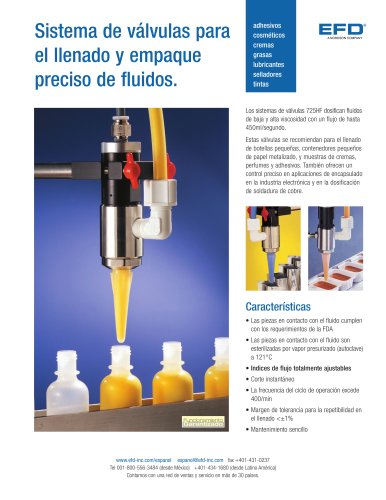 Sistema de valvulas para el llenado y empaque preciso de fluidos