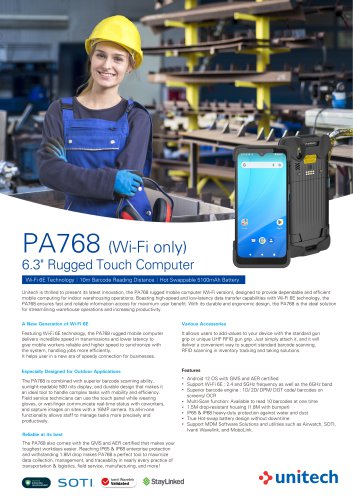 PA768 (Wi-Fi only) 6.3" Rugged Touch Computer