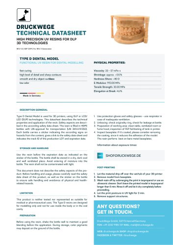 FUNCTIONAL UV RESIN FOR DENTAL MODELLING