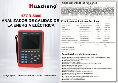 Analizador port&aacute;til de calidad de energ&iacute;a trif&aacute;sica Huazheng HZCR-5000 PQA HZCR Series