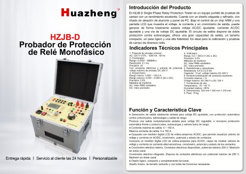Equipo de prueba de inyecci&oacute;n de corriente secundaria Huazheng HZJB-D, comprobador de protecci&oacute;n de rel&eacute; monof&aacute;sico
