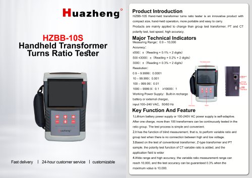 Huazheng HZBB-10S Handheld Transformer Turns Ratio Tester Portable TTR Meter