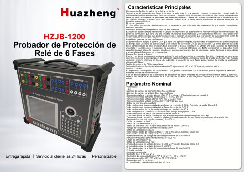 Probador port&aacute;til de inyecci&oacute;n de corriente secundaria OEM Huazheng HZJB-1200, probador de protecci&oacute;n de rel&eacute; de 6 fases