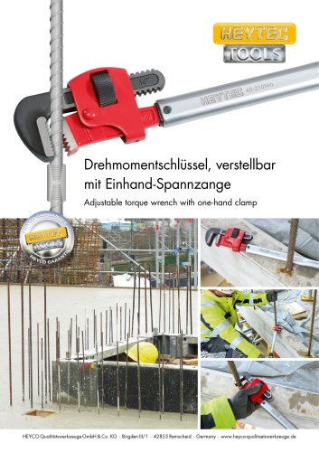 Adjustable torque wrench with one-hand clamp