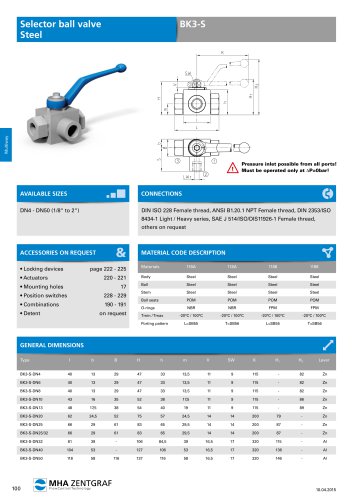 Selector ball valve Steel BK3-S