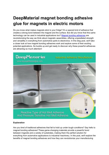 DeepMaterial magnet bonding adhesive glue for magnets in electric motors