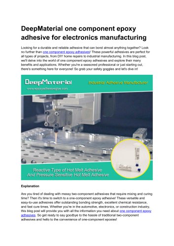 DeepMaterial one compoment epoxy adhesive for electronics manufacturing