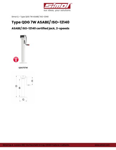 Type QDG 7W ASABE/ ISO-12140
