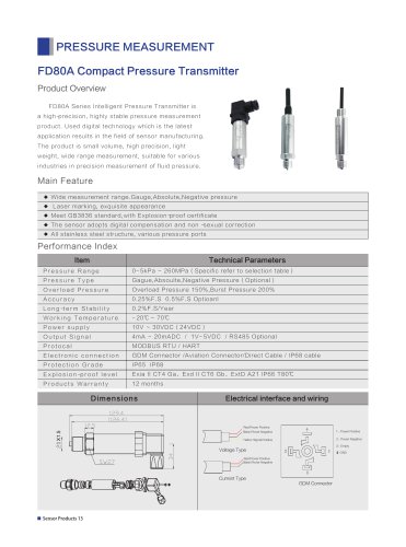 FD80A Compact Pressure Transmitter