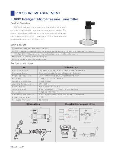 FD80C Intelligent Micro Pressure Transmitter