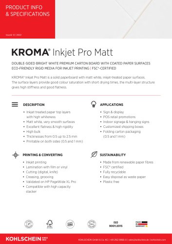 KROMA® Inkjet Pro Matt product info & specifications