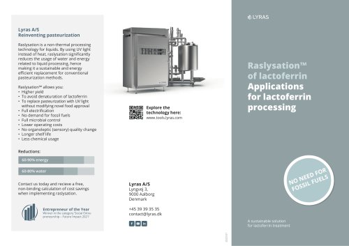 Raslysation™ of lactoferrin Applications for lactoferrin processing