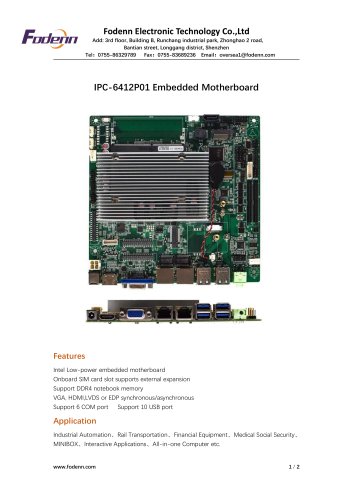 IPC-6412P01 Embedded Motherboard