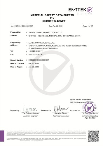 Rubber Magnet MSDS