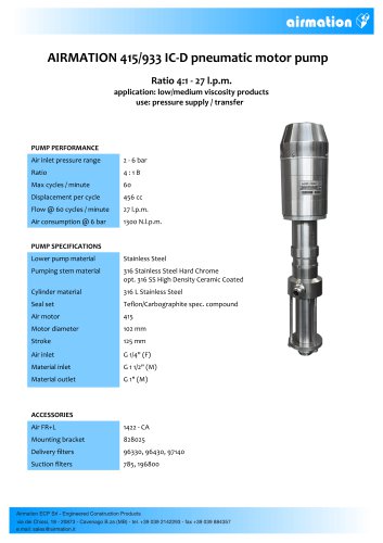 415/933 IC-D pneumatic motor pump