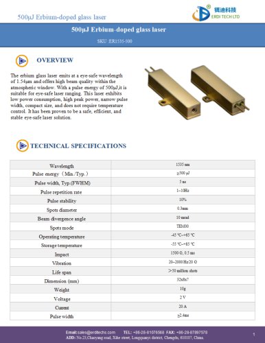 500μJ Erbium-doped glass laser