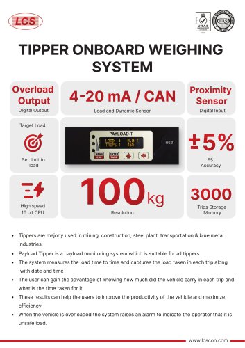 Tipper Onboard Weighing System