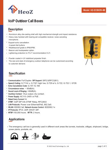 HZ-ECB03V-4B VoIP Call Box Datasheet