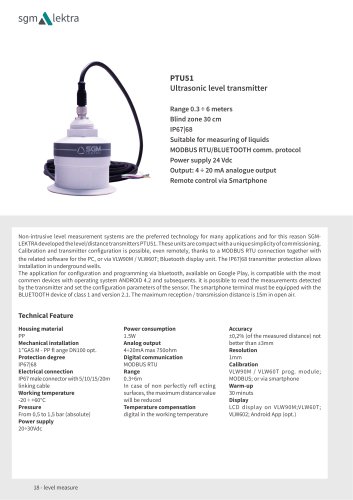 PTU51 Ultrasonic level transmitter