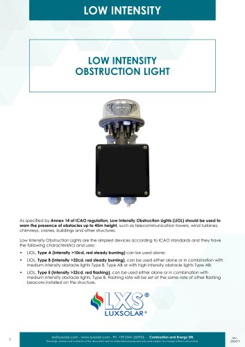 LIOL-A, LIOL-B and LIOL-E LOW INTENSITY OBSTRUCTION LIGHT