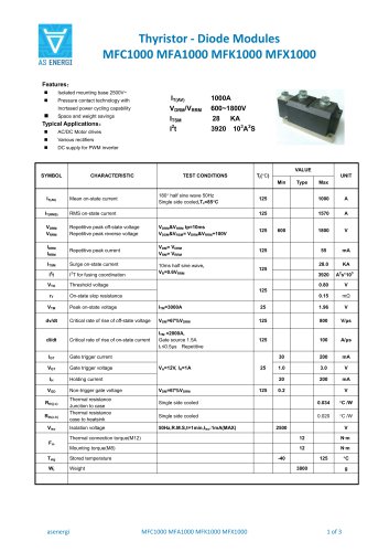 Thyristor - Diode Modules MFC1000 MFA1000 MFK1000 MFX1000