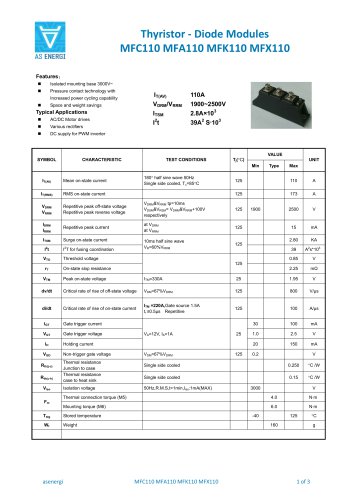 Thyristor - Diode Modules MFC110 MFA110 MFK110 MFX110