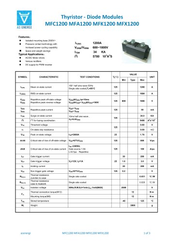 Thyristor - Diode Modules MFC1200 MFA1200 MFK1200 MFX1200